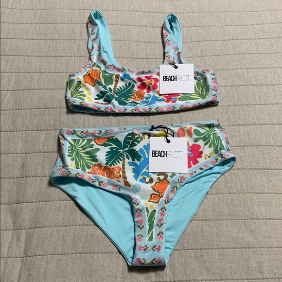 Beach Riot Women’s Small Floral Bikini Set Costal Tropical Vacation Beach - Picture 8 of 9